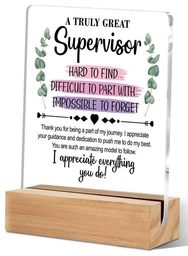 DHKG Supervisor Gifts for Women Men Acrylic Sign, Manager Boss Gifts Appreciation Gifts Decorative Acrylic Plaque with Stand Desk Decor, Shelf Cubicle Table Decor for Office Home Living Room Decoration - Image 1